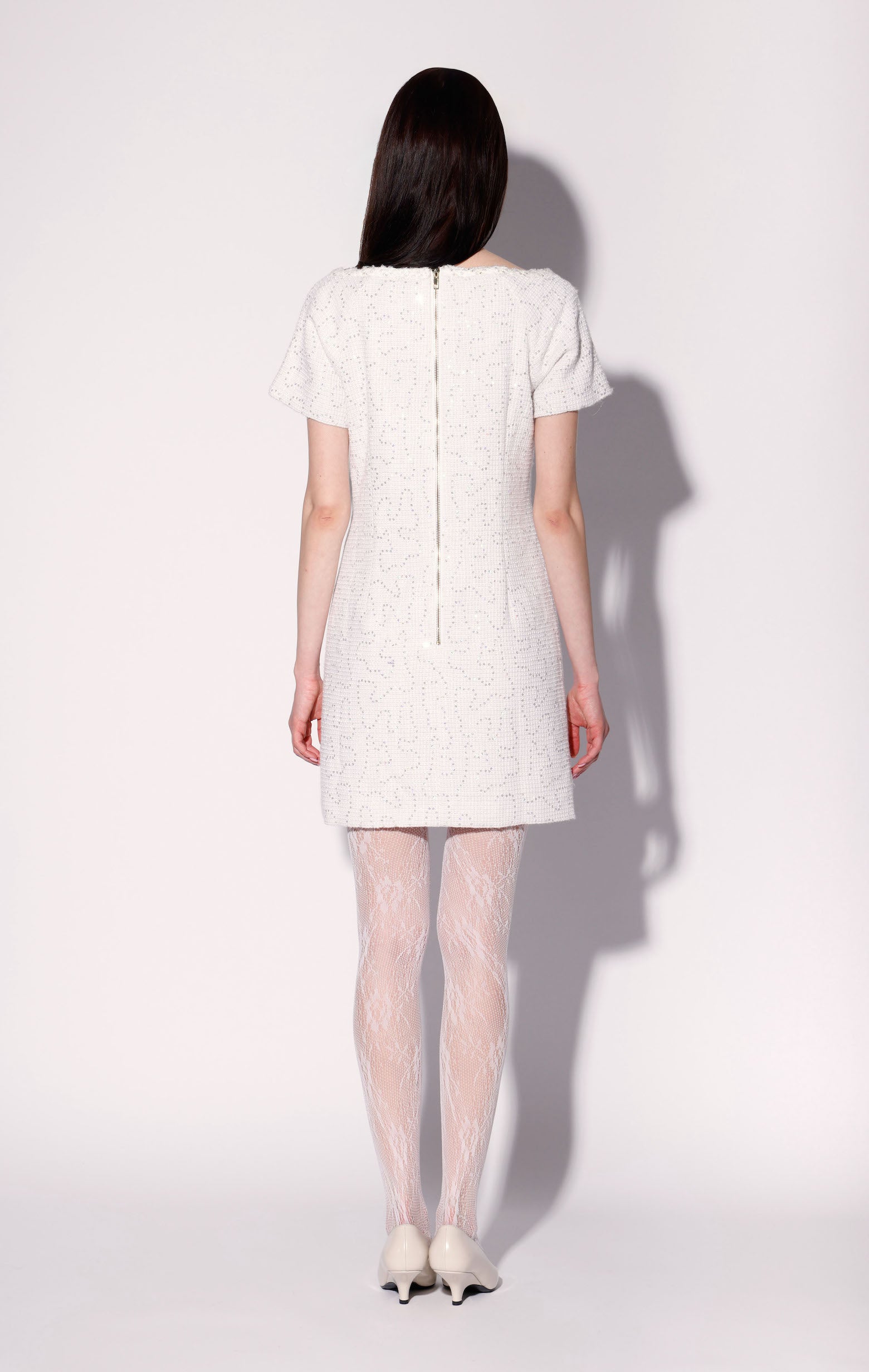 Hayden Dress, White Sparkle Tweed