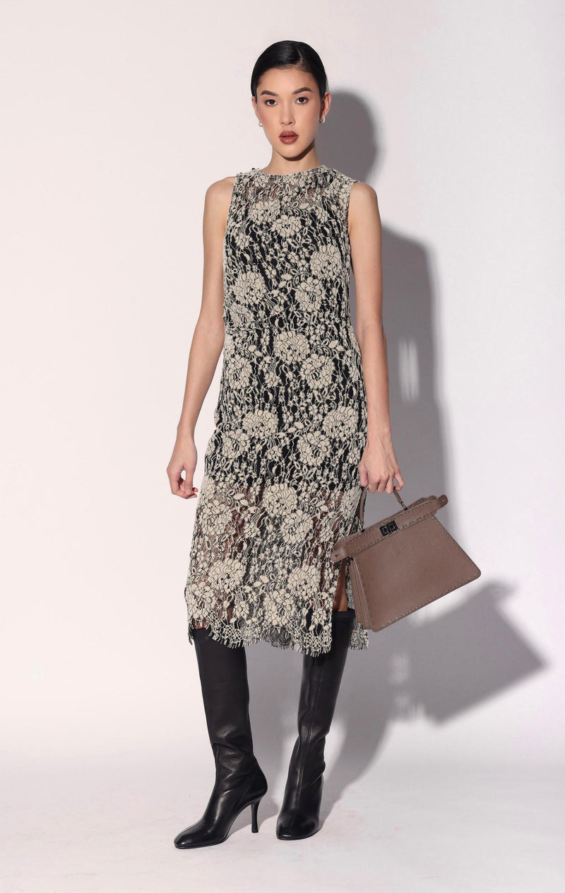 Deana Dress, Ivory Black Lace Deana Dress, Ivory Black Lace