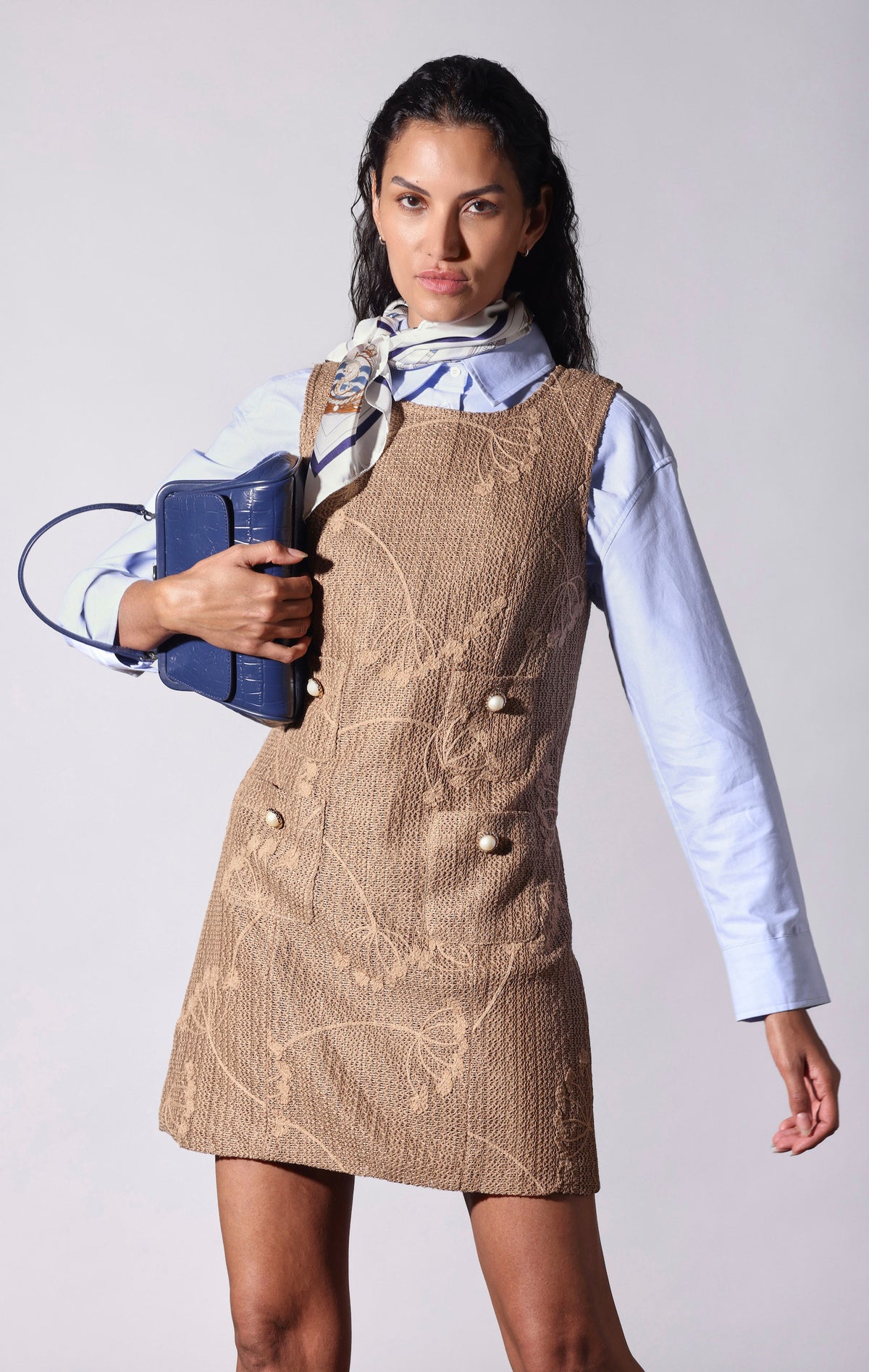 Jillian Dress, Latte Embroidery