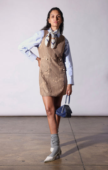 Jillian Dress, Latte Embroidery