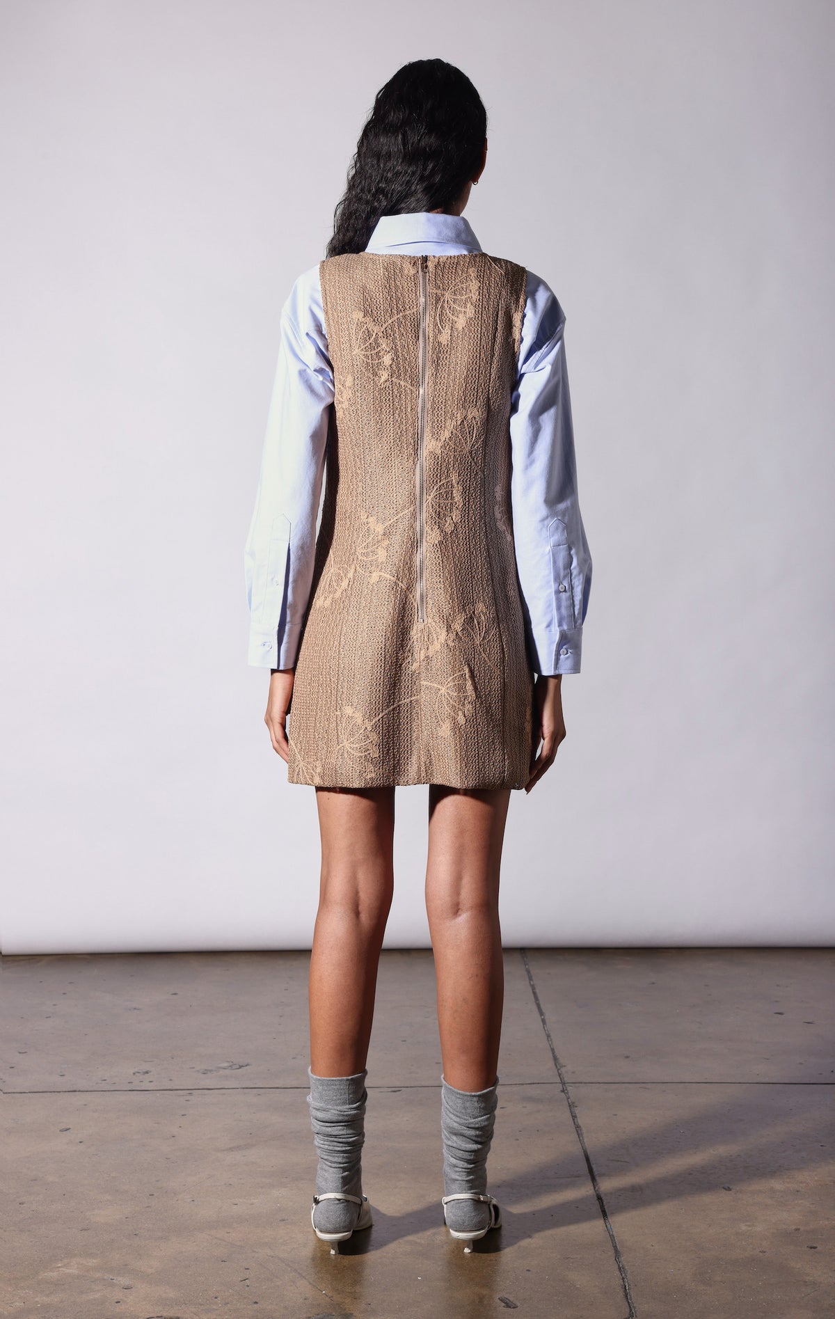 Jillian Dress, Latte Embroidery