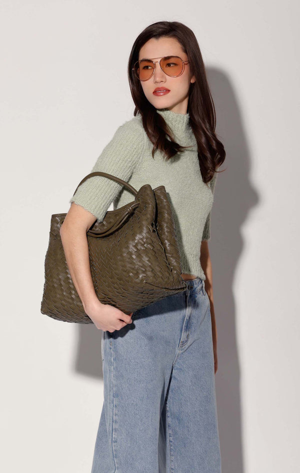 Hazel Large Tote, Dark Olive