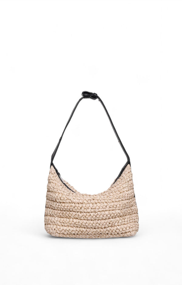 Beck Raffia Shoulder, Natural Black