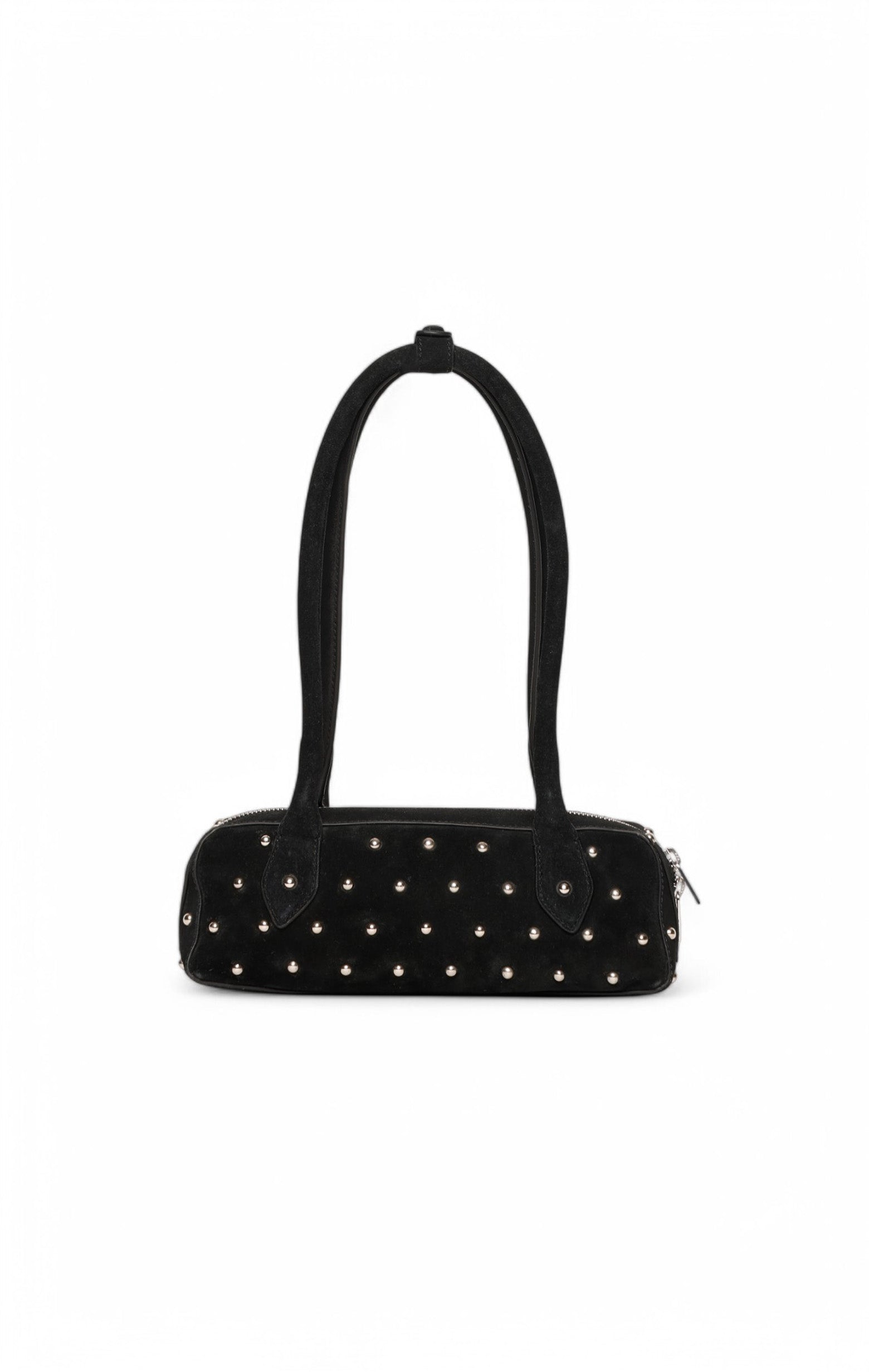Delilah Mini Stud Satchel, Black Suede
