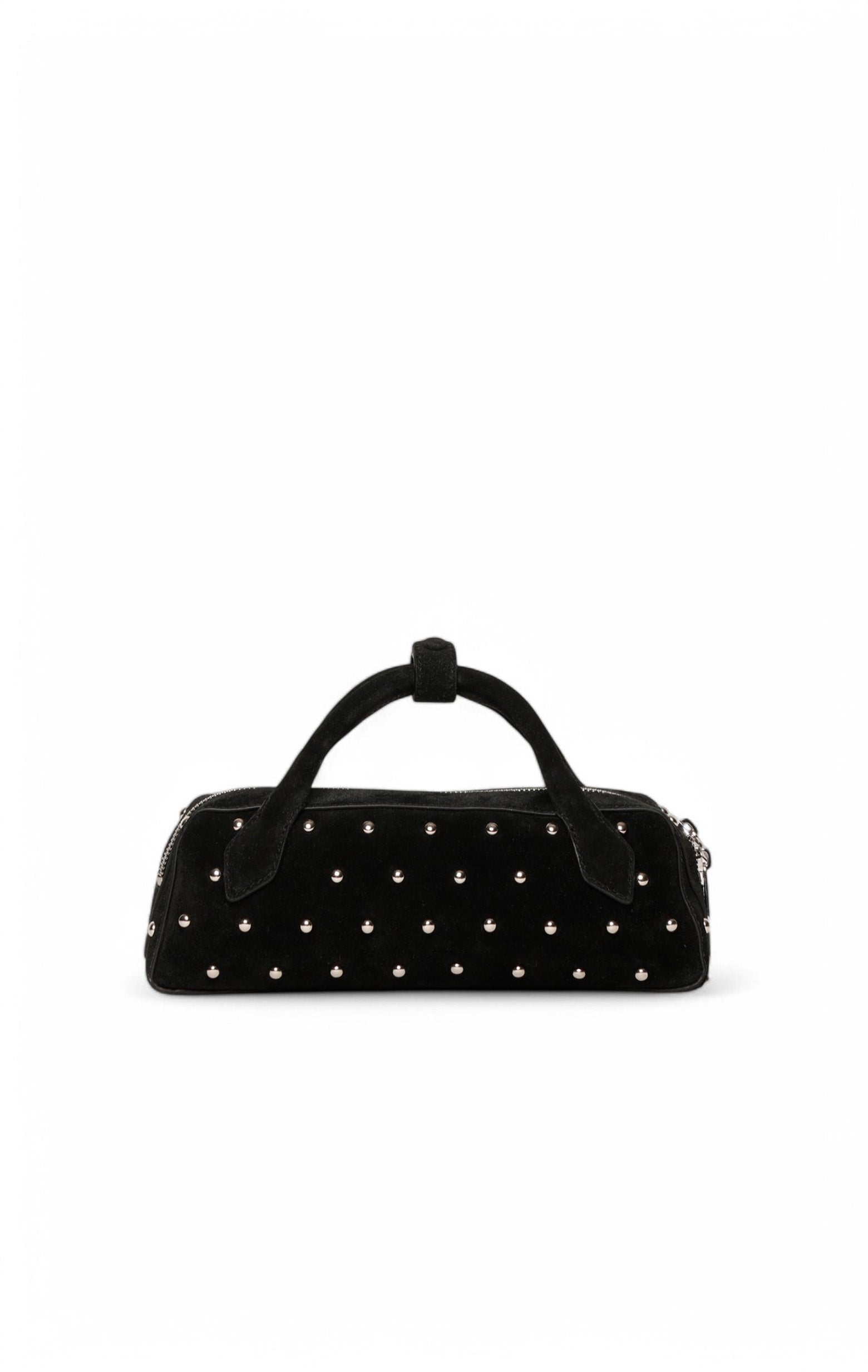 Delilah Mini Stud Satchel, Black Suede