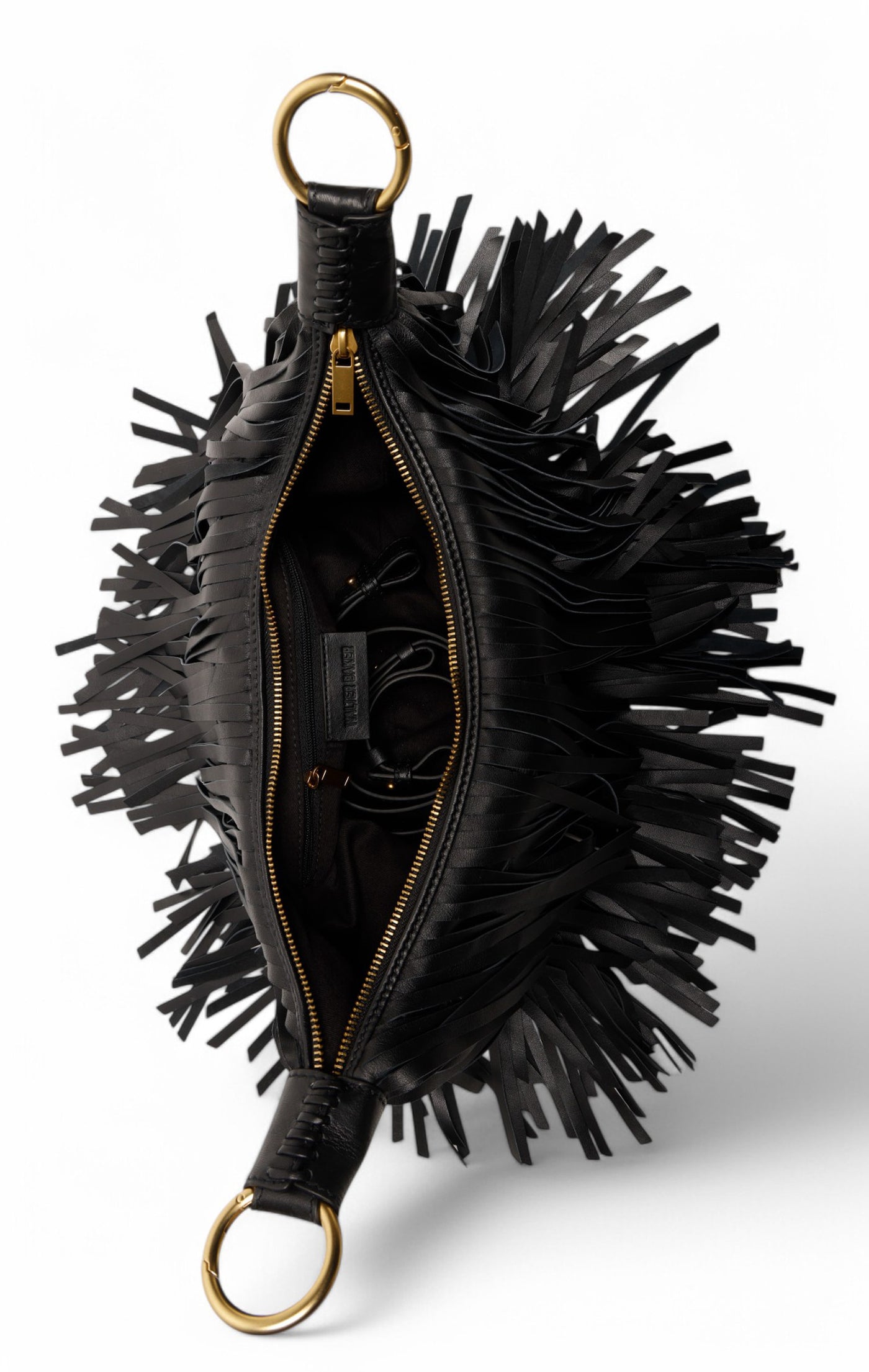 Freya Fringe Mini Hobo, Black