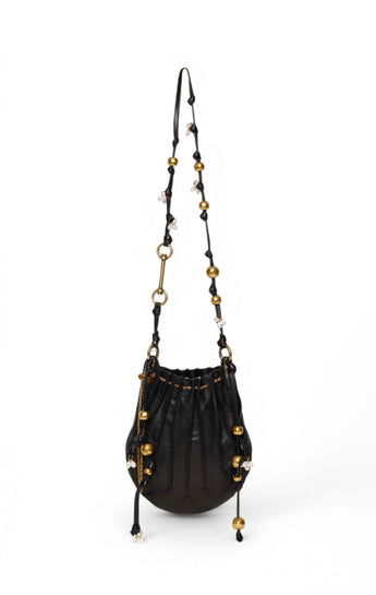 Wynn Knot Charm Bucket, Black