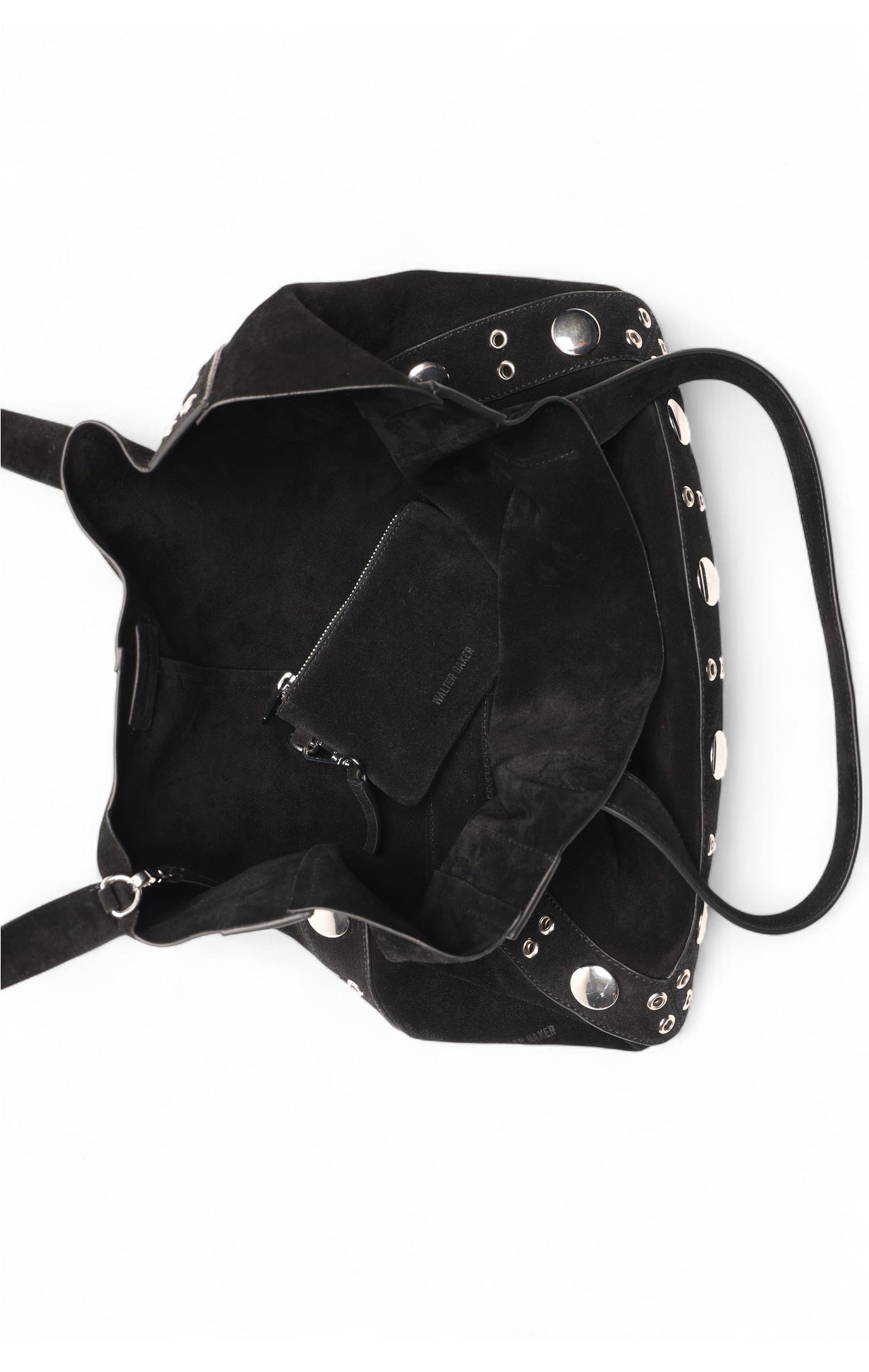 Flynn Studded Tote, Brown Suede Goat