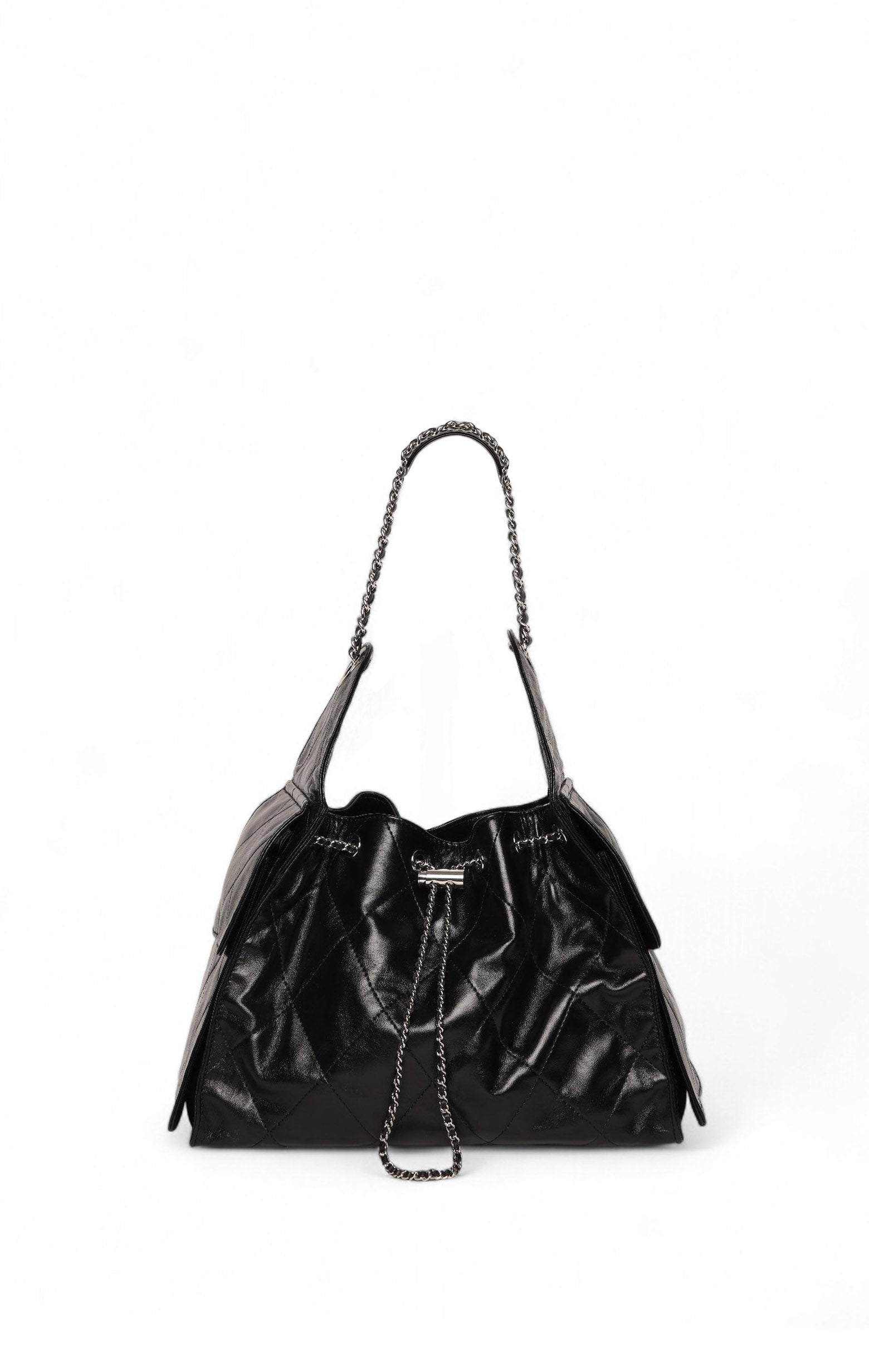Valeria Quilted Bucket, Black