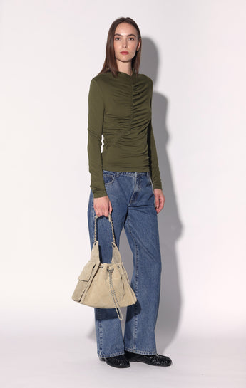 Valeria Quilted Bucket, Ginger Root Suede