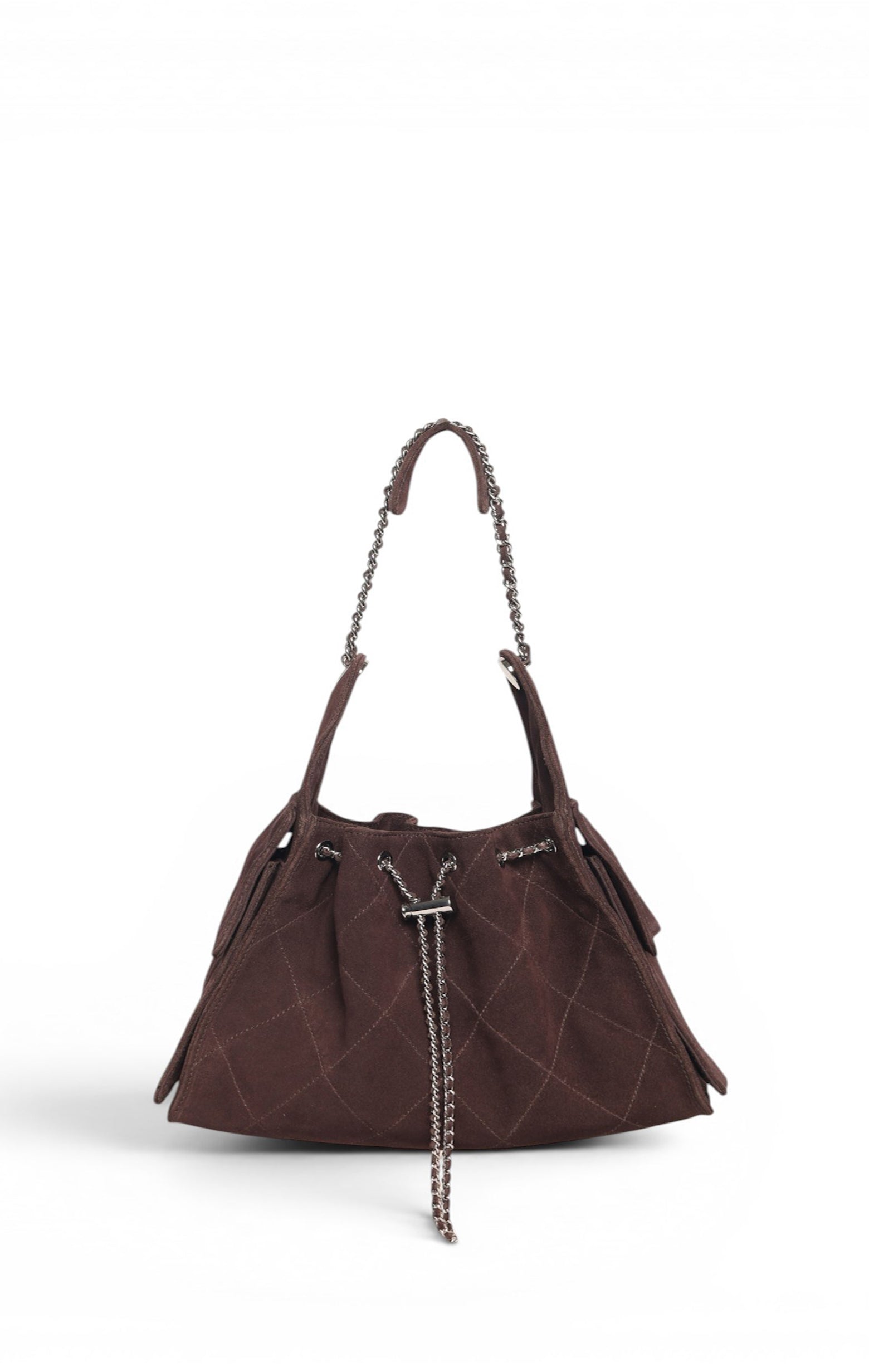 Valeria Quilted Bucket, Mocha Suede
