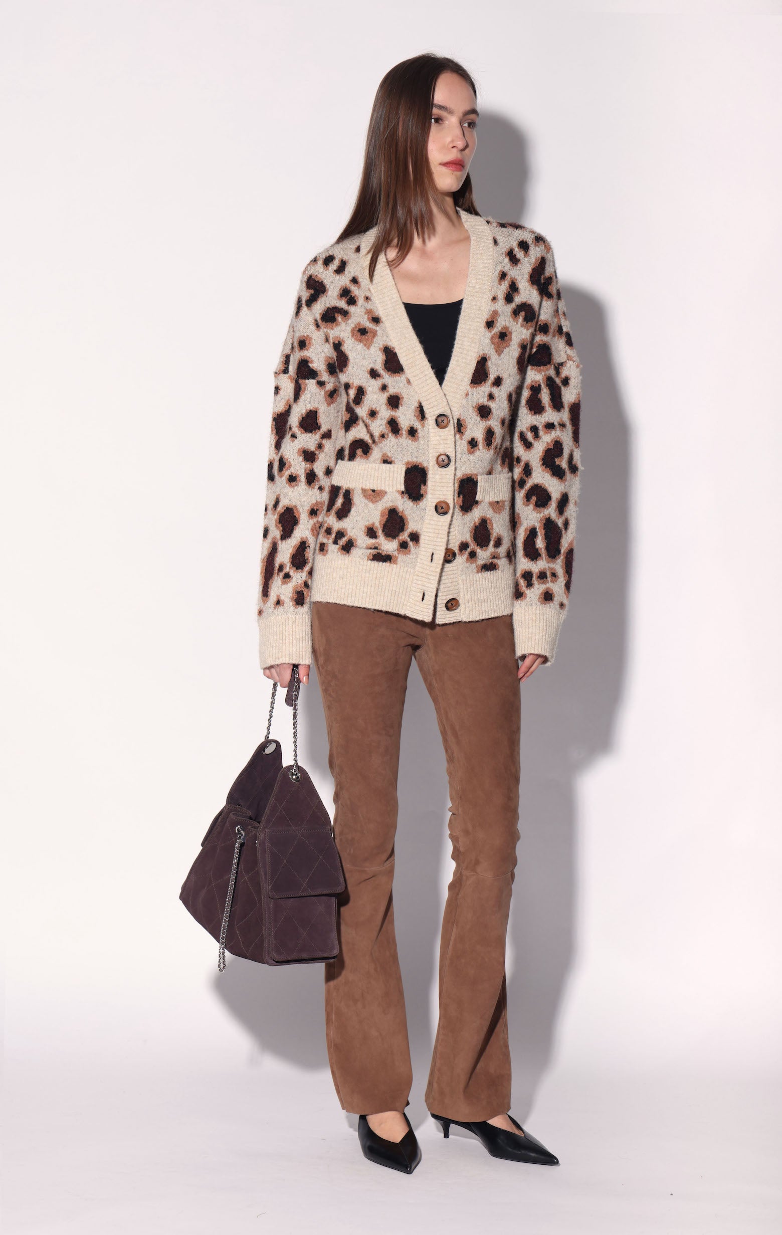 Valeria Quilted Bucket, Mocha Suede