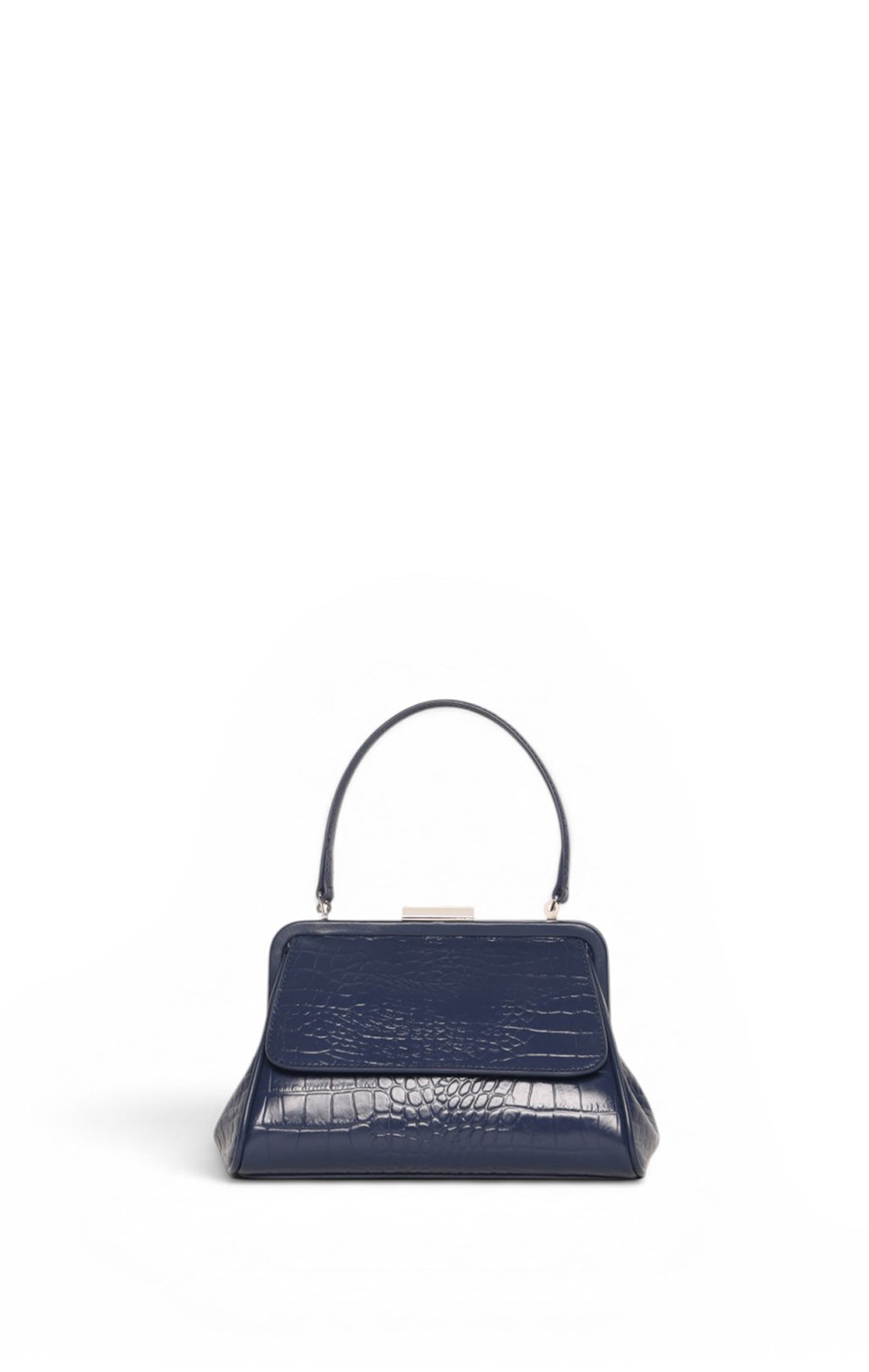 Rumi Small Clutch, Blue Thunder Croc