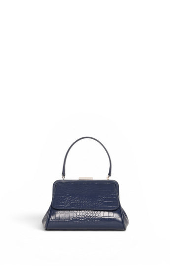 Rumi Small Clutch, Blue Thunder Croc