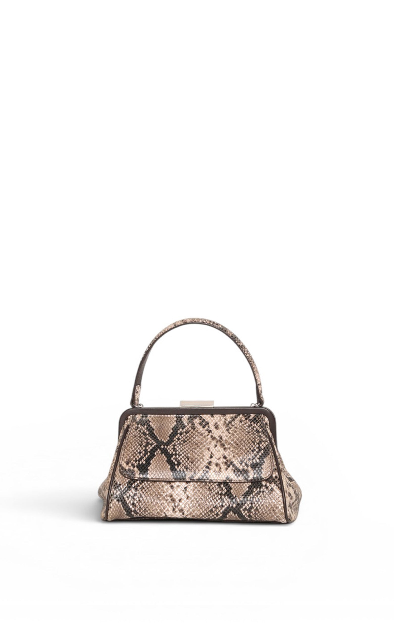 Rumi Small Clutch, Brown Snake