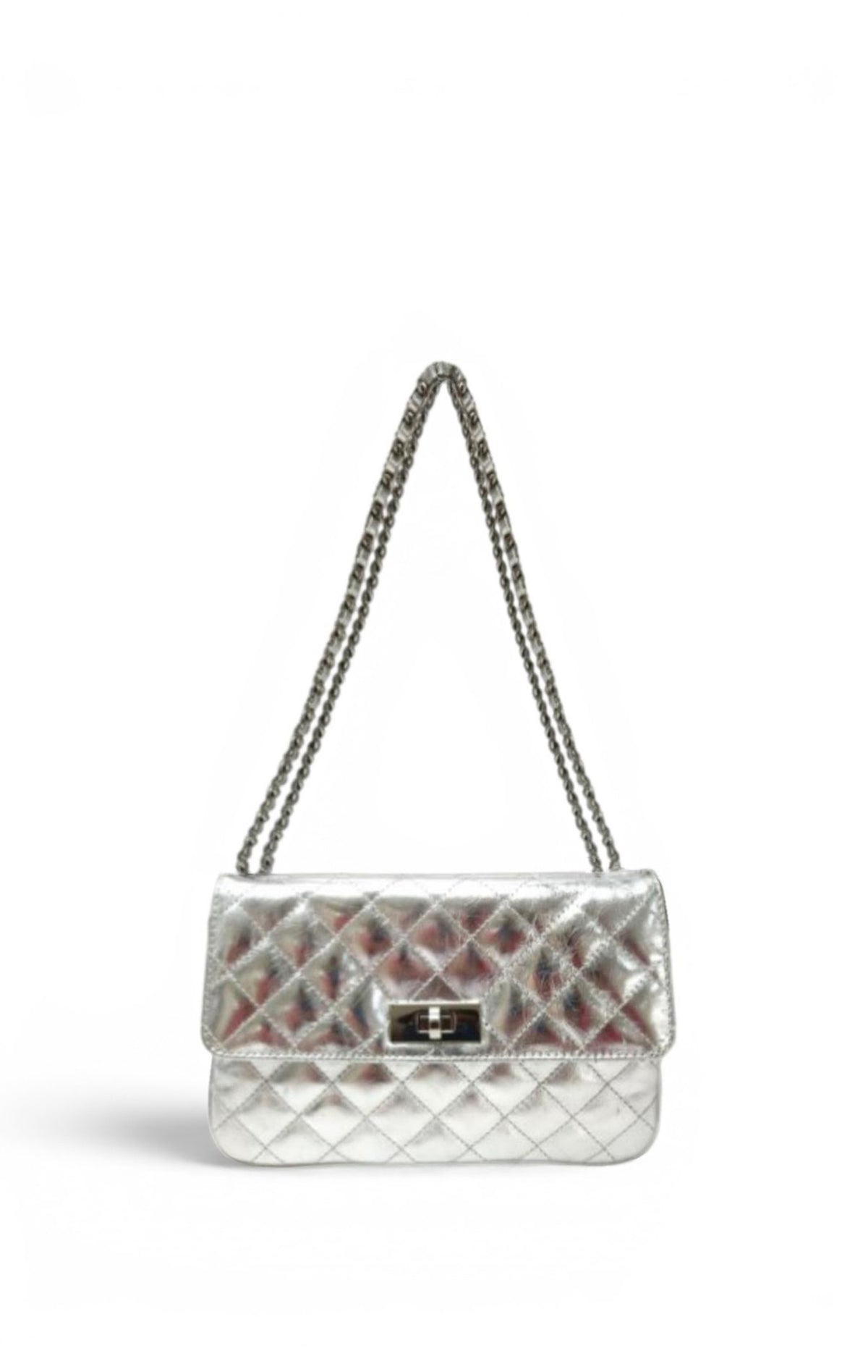 Arden Double Flap Shoulder, Silver Metallic