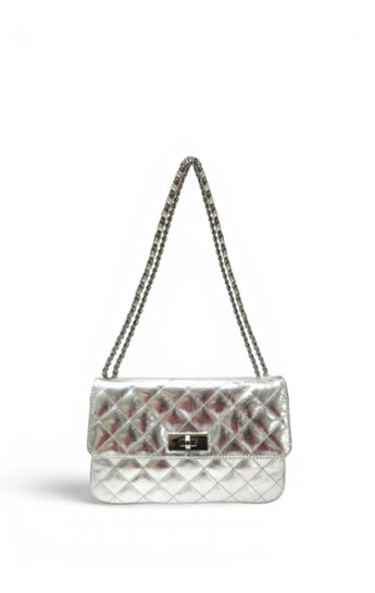 Arden Double Flap Shoulder, Silver Metallic