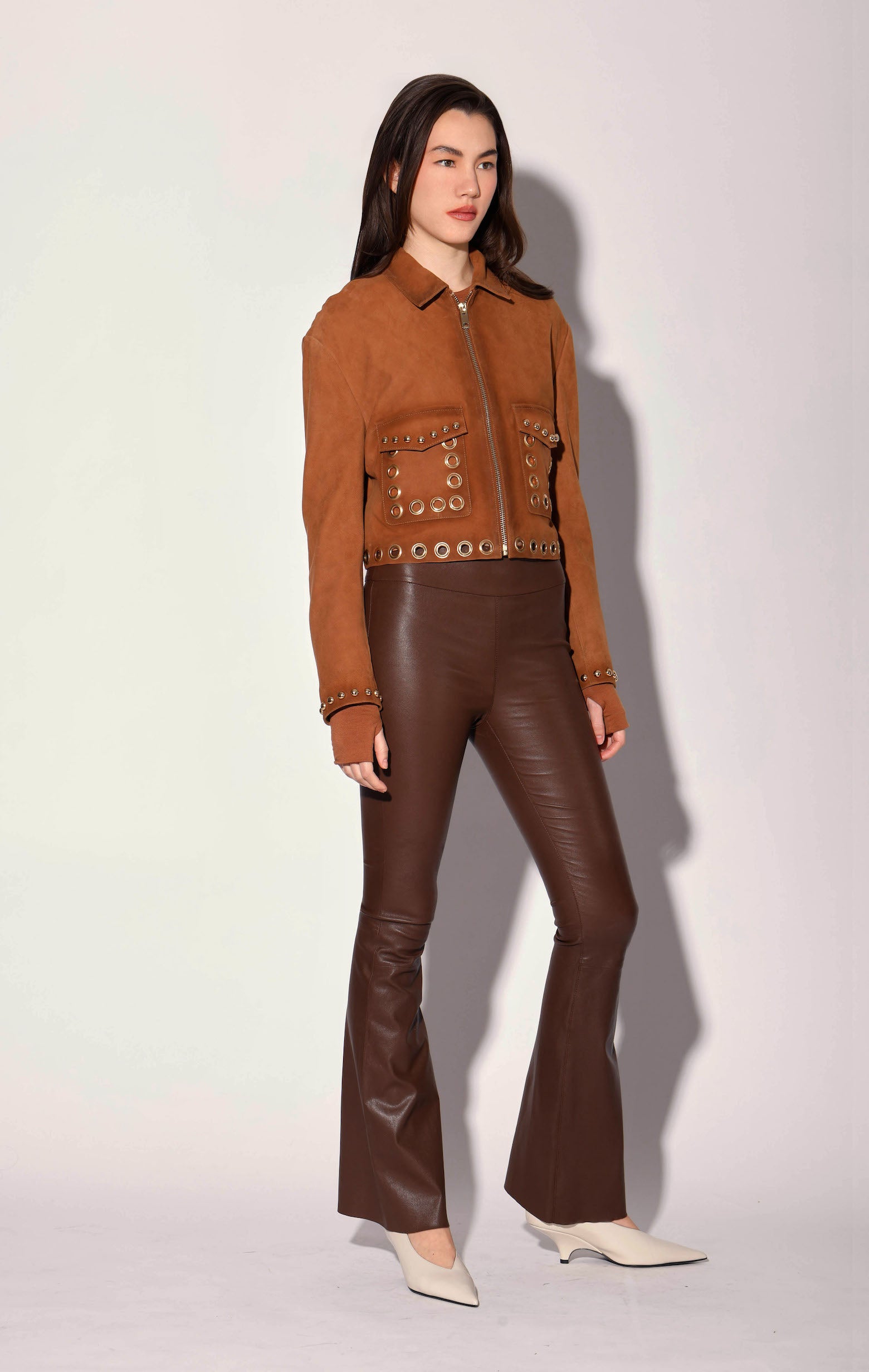 Lexie Pant, Walnut - Stretch Leather