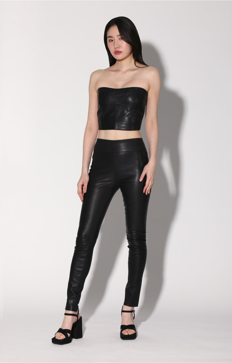 Raquelle Pant, Black - Stretch Leather