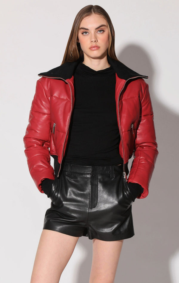 Marlene Short, Black - Leather