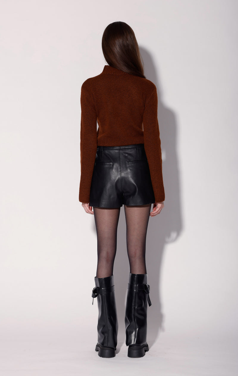 Marlene Short, Black - Leather