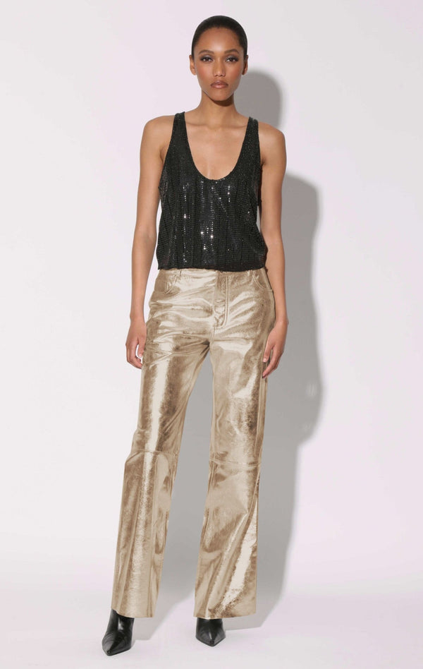 James Pant, Gold - Leather