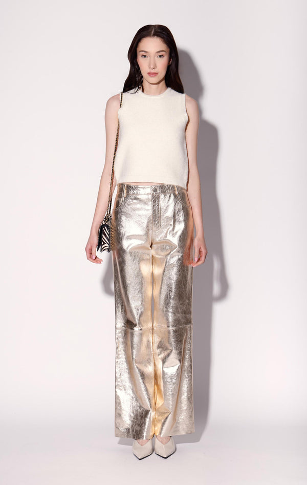 James Pant, Gold - Leather