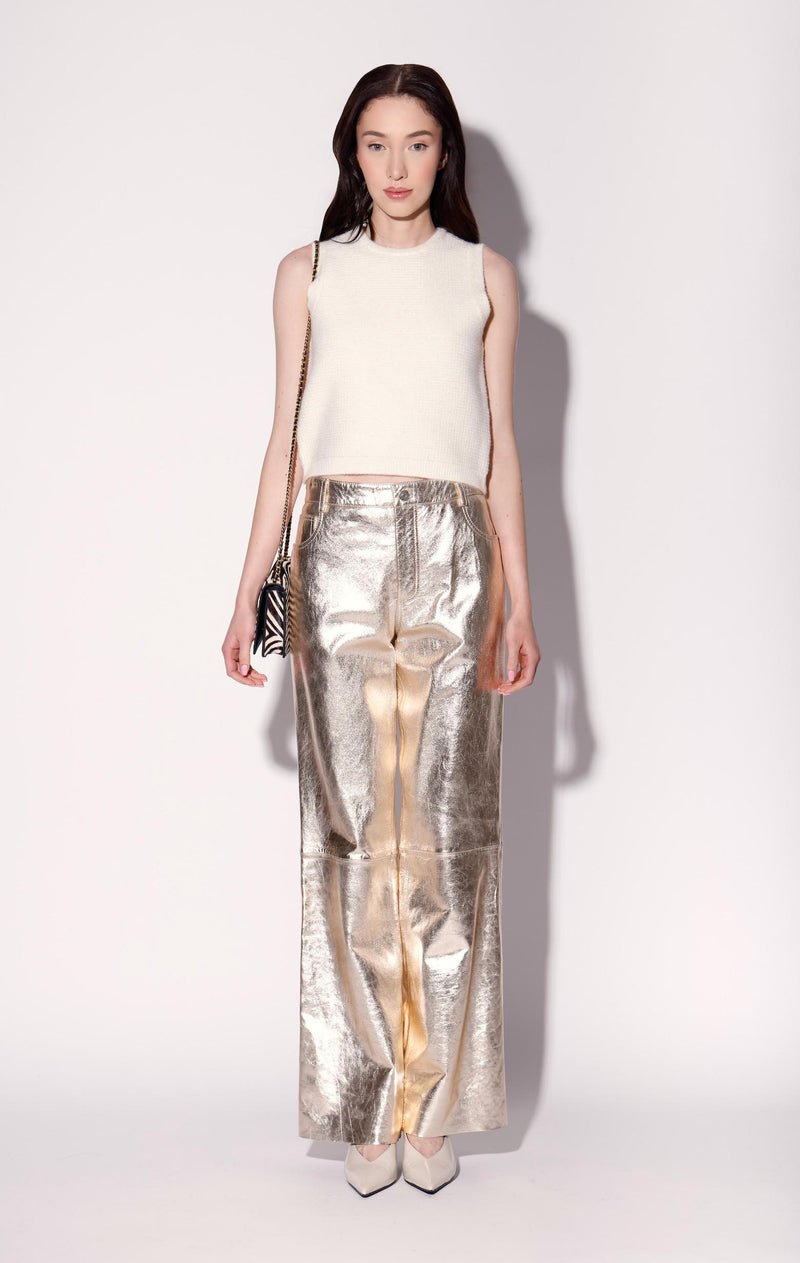 James Pant, Gold - Leather