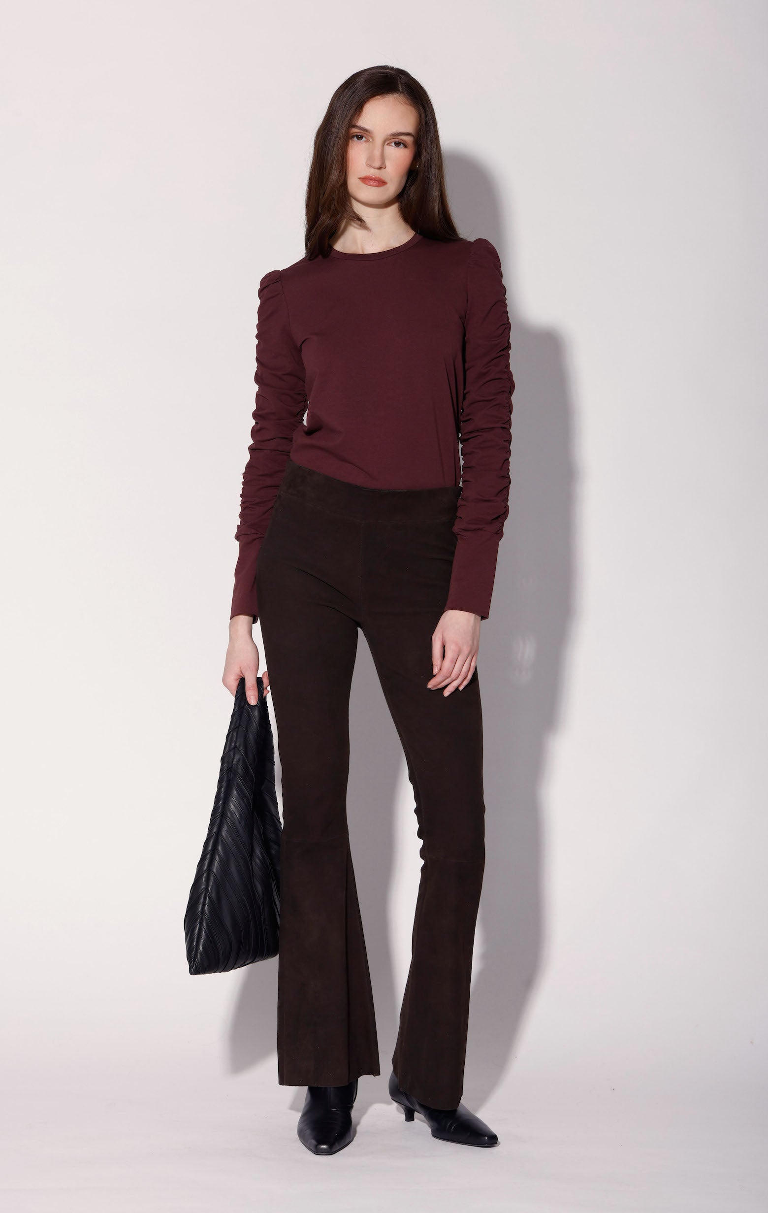 Lexie Pant, Mocha Stretch Suede - Leather (Fall 2026)