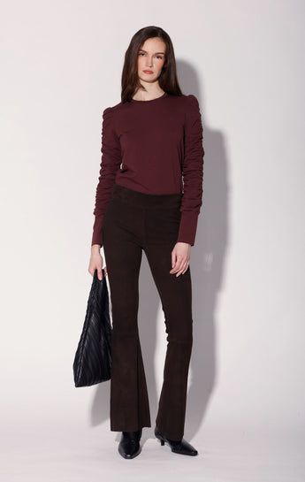 Lexie Pant, Mocha Stretch Suede - Leather (Fall 2026)