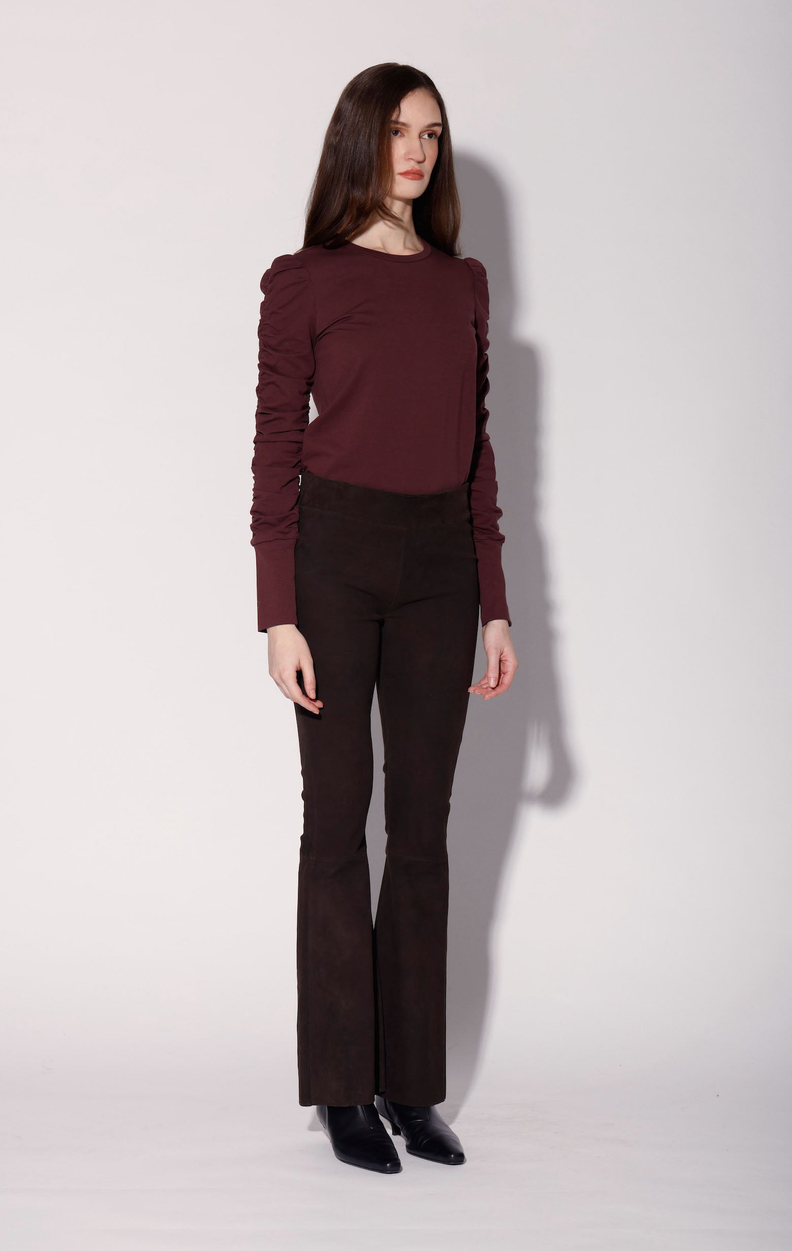 Lexie Pant, Mocha Stretch Suede - Leather (Fall 2026)
