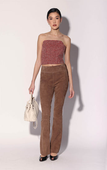 Lexie Pant, Tobacco Stretch Suede - Leather