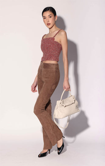 Lexie Pant, Tobacco Stretch Suede - Leather
