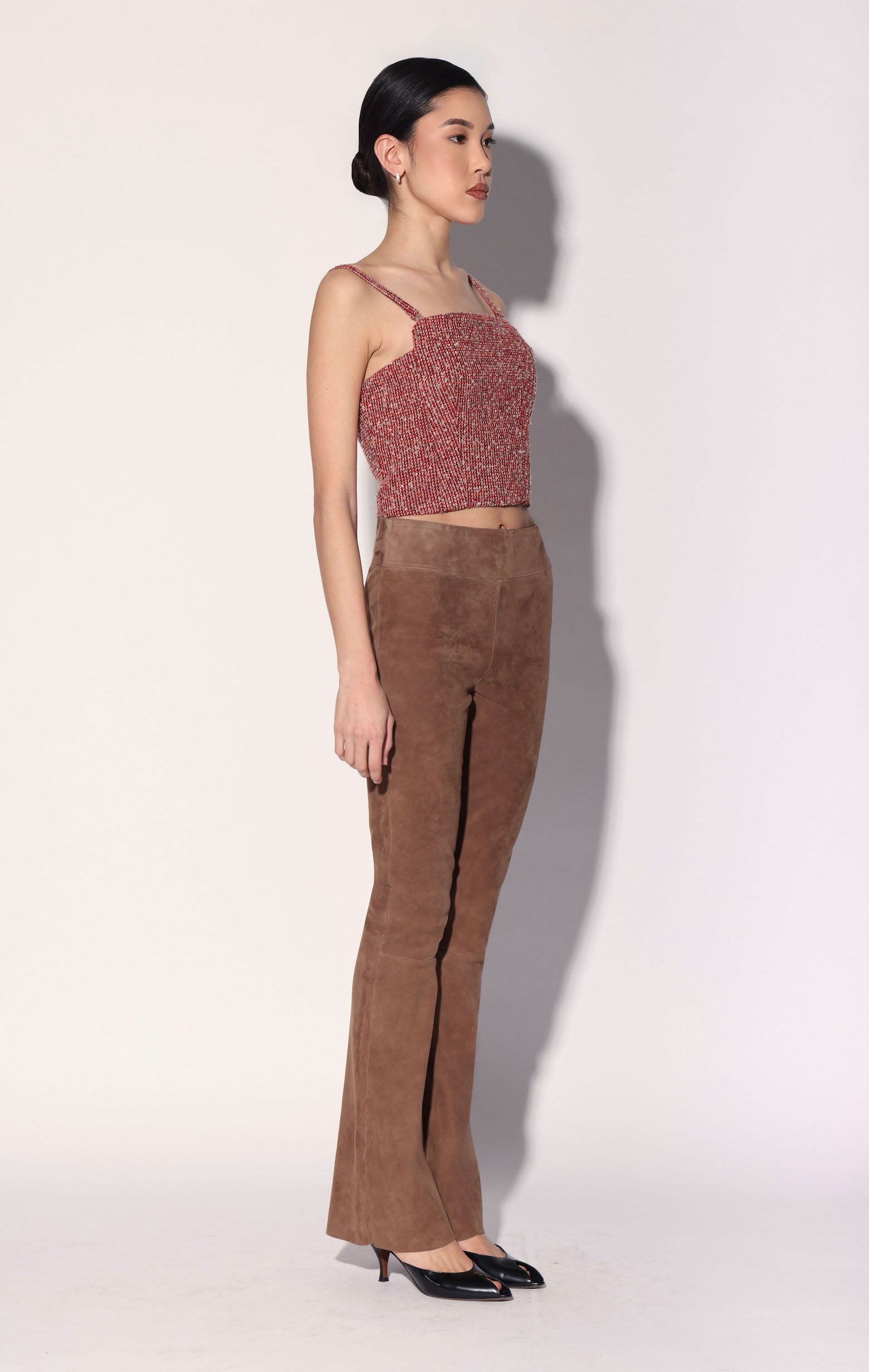 Lexie Pant, Tobacco Stretch Suede - Leather