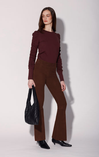 Lexie Pant, Walnut Suede - Stretch Leather