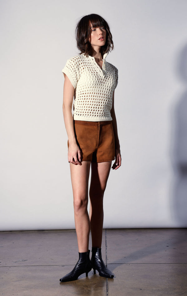 Kendra Short, Oak Suede - Leather