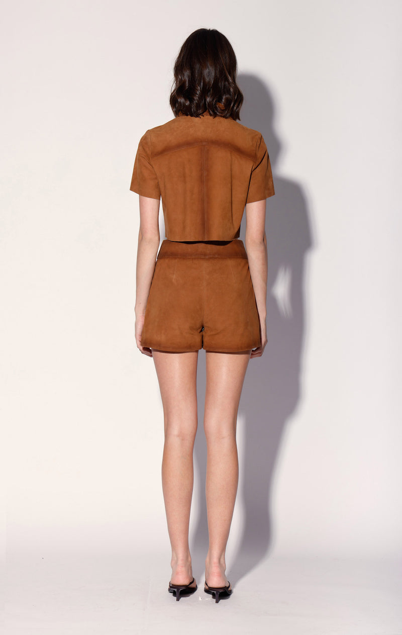Kendra Short, Oak Suede - Leather