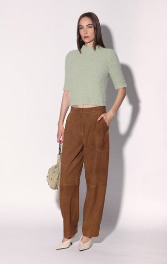 Stacey Pant, Cognac Suede - Leather