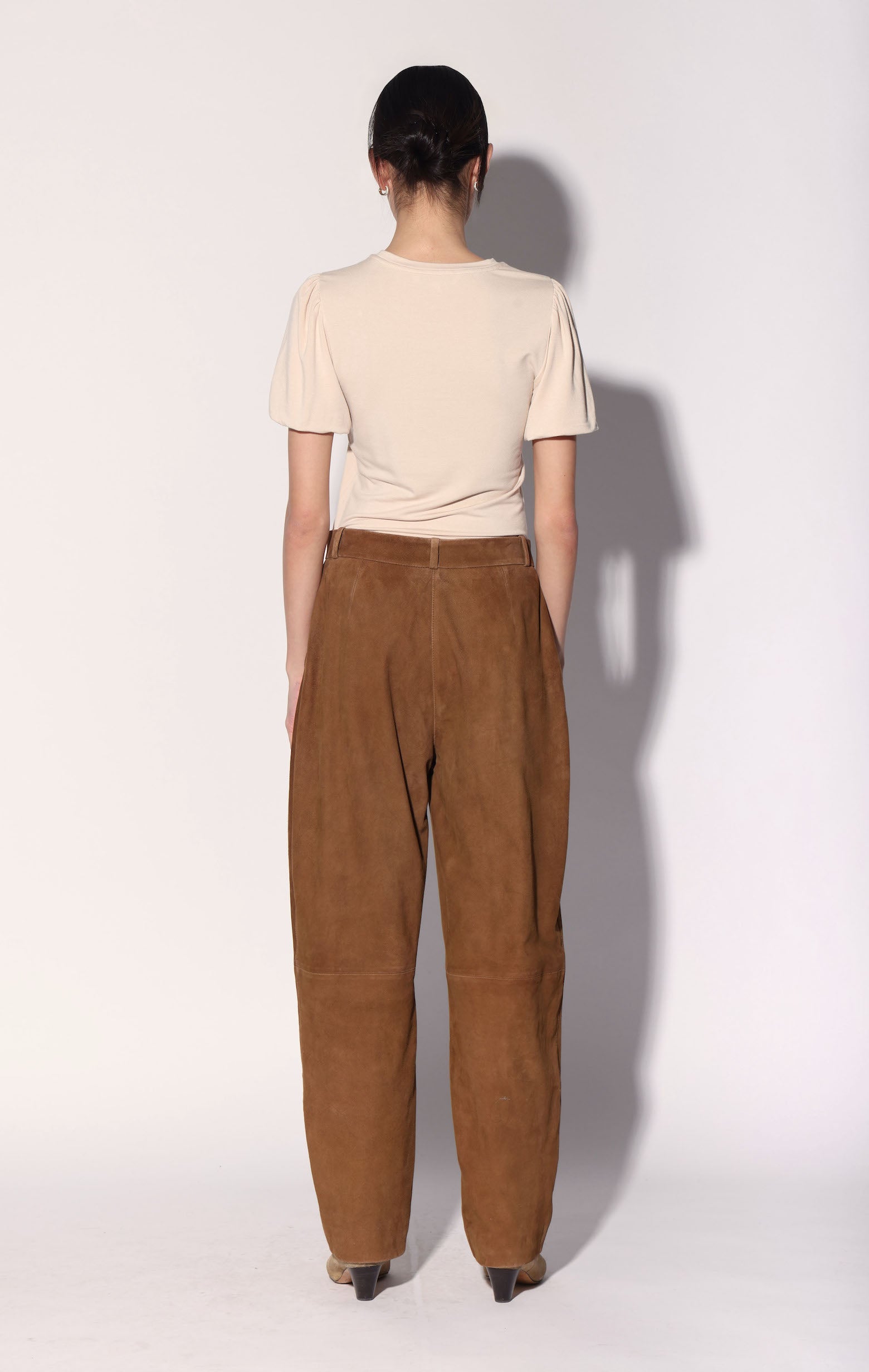 Stacey Pant, Cognac Suede - Leather