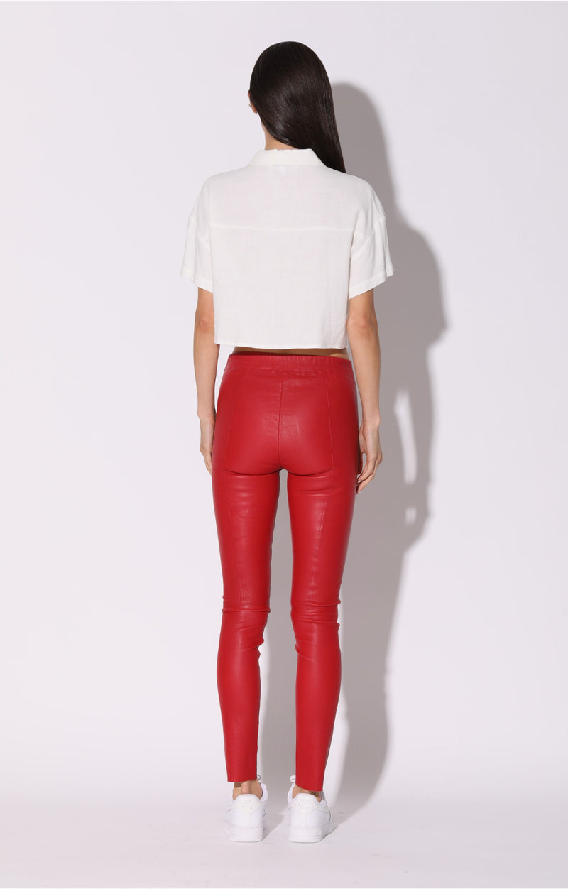 Roxanna Pant, Red - Stretch Leather