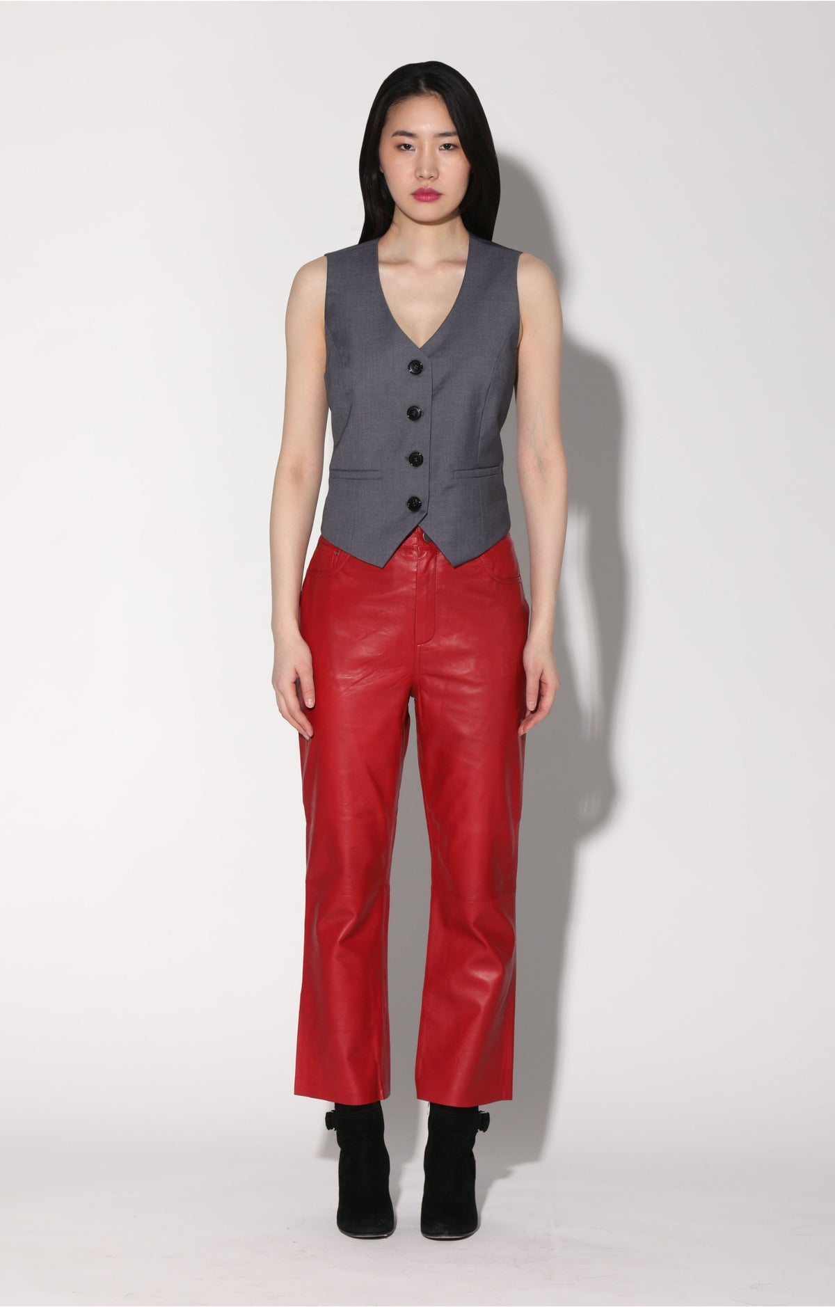 Selma Pant, Red - Leather