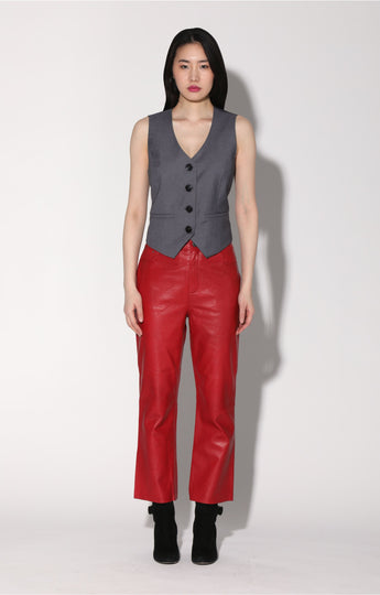 Selma Pant, Red - Leather
