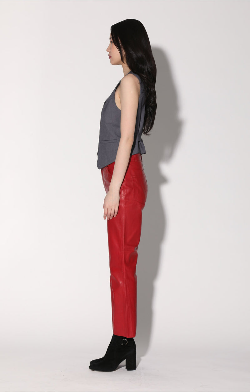 Selma Pant, Red - Leather