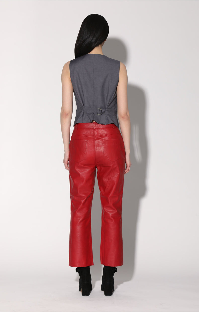 Selma Pant, Red - Leather