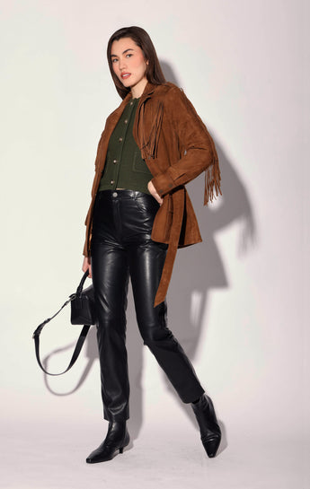 Yvette Pant, Black - Leather