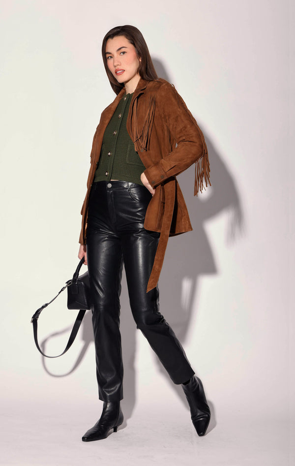 Yvette Pant, Black - Leather