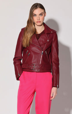 Allison Jacket, Garnet - Leather