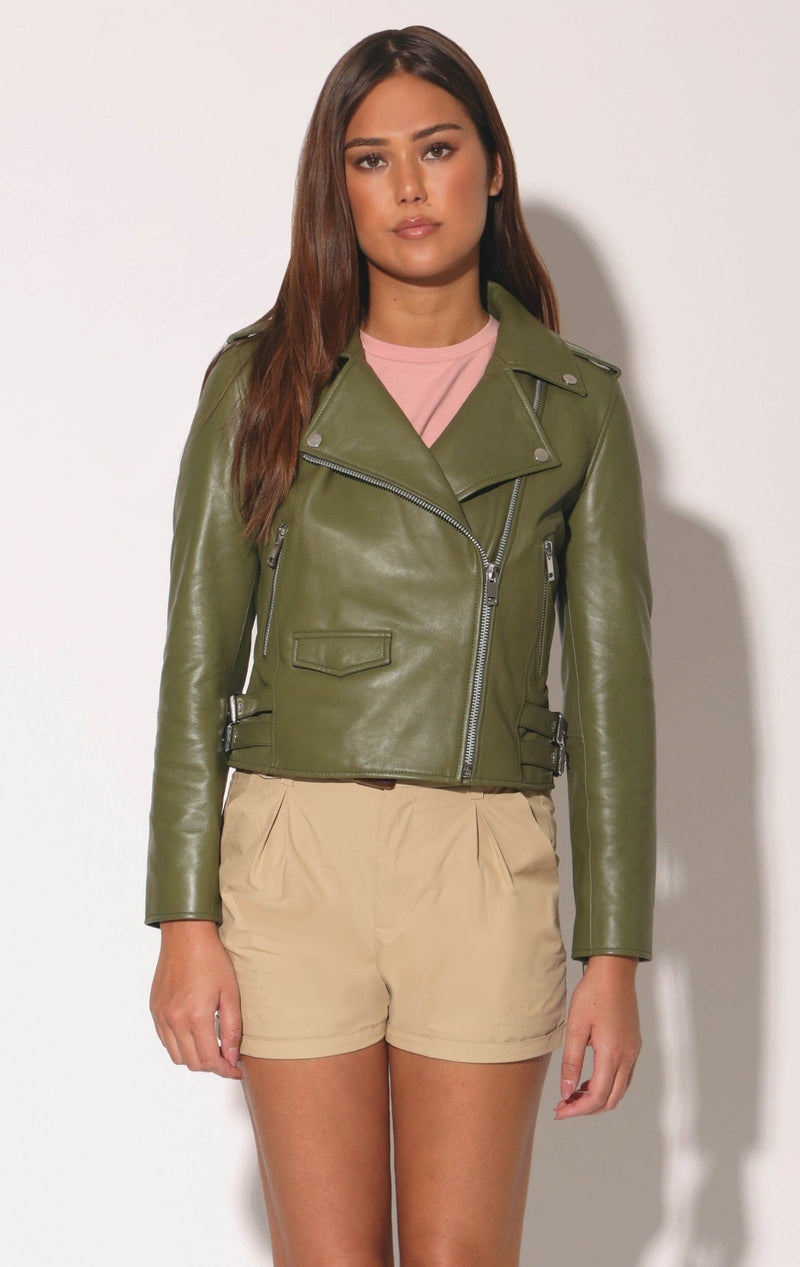 Liz Jacket, Greek Olive - Leather