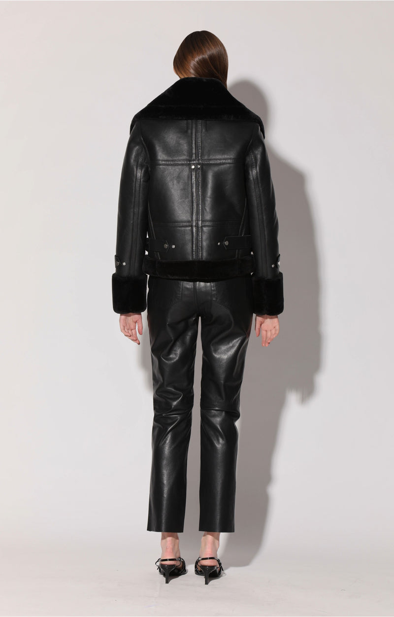 Lianna Jacket, Black Leather/ Black Fur