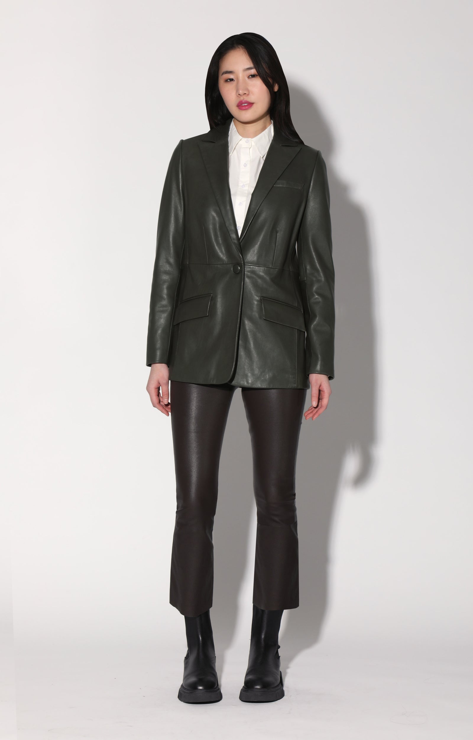 Mia Blazer, Basil - Leather